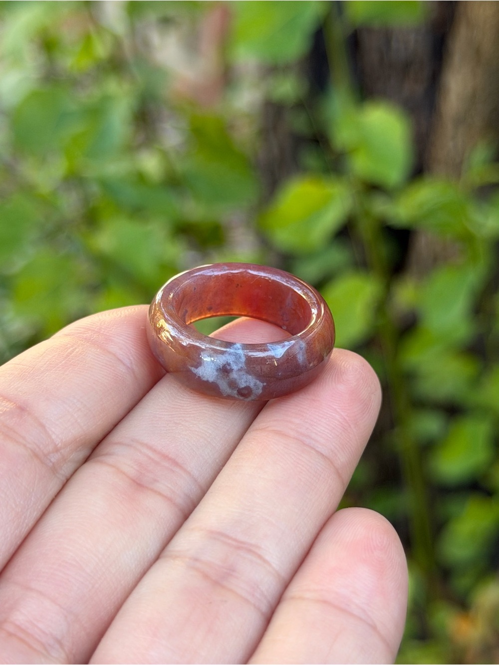 Size 7.5 Natural Red Moss Agate‎ Ring 1922